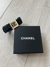CHANEL Black Leather Bracelet