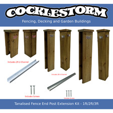 1ft/2ft/3ft Tanalised Timber/Concrete Garden Fence Panel End Post Extension Kit