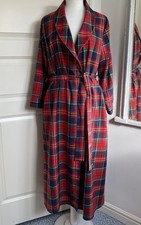 Vintage M&S St Michael Dressing Gown Robe UK 12 14 Long Tartan Check Christmas