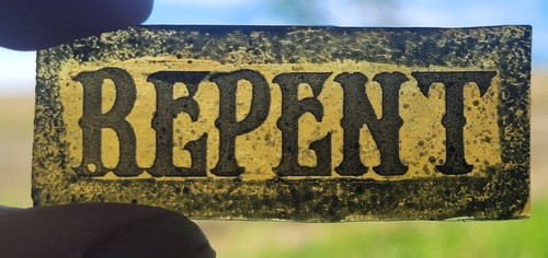 Stained glass repent church - repent,