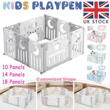 Foldable Baby Playpen Large Plastic Kids Play Pen Bear Babies Fence Adjustable