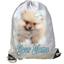 Pomeranian Teacup Dog Puppy White Gym BAG for Swimming PE Dance School Gym