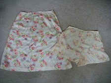 Vintage 1930's Hand Made Silk Sweet Pea Print Half Slip + French Knickers 24"