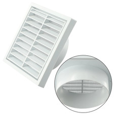 White Square Extractor Louvre Air Vent Duct Grille 100mm, 4 Inch Wall Fan Outlet
