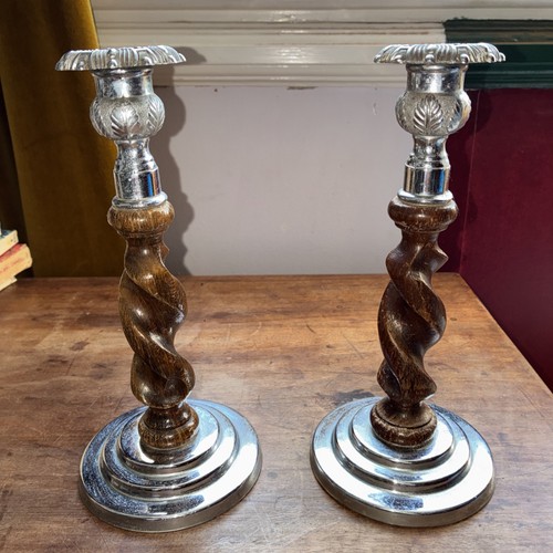 Pair barley twist wooden - pair, of