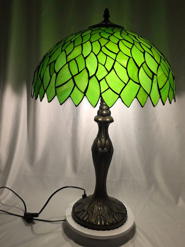 Tiffany green table lamp - table,