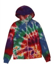 IZOD Womens Zip Hoodie Sweater UK 6 XS Multicoloured Tie Dye Cotton CK29