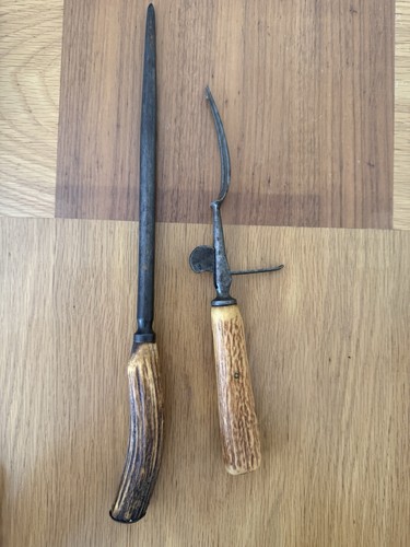 Antique carving set fork - set,