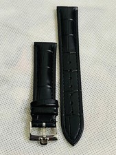 18mm Omega black leather Replacement with silver plated buckle