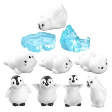  Artic Animals Toys Penguin Figures Mini Resin Penguins Figurines Winter
