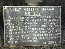 Vintage GWR Trespass Sign