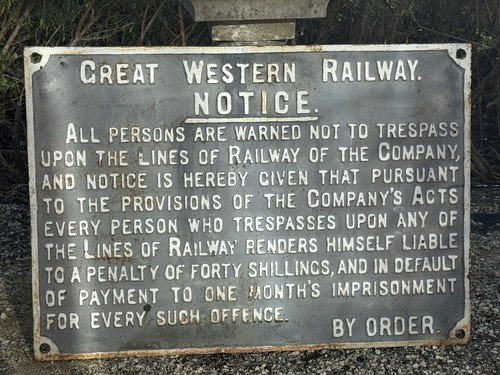 Vintage gwr trespass sign - trespass,