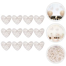  12 Pcs Heart Wicker Decor
