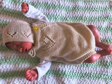 LITTLE HEART Hand Knitted Baby Sparkle Romper & Bonnet Set/New Born Gift