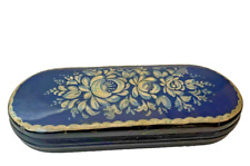 Vintage Russian Lacquer Glass Case, Gzhel Style