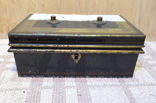 Vintage metal money box old - metal,