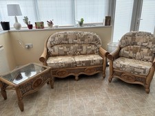 Conservatory Sofa and Two Chairs Set With Table