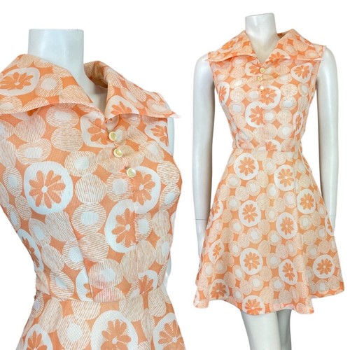 Vintage 60s 70s orange peach - orange,