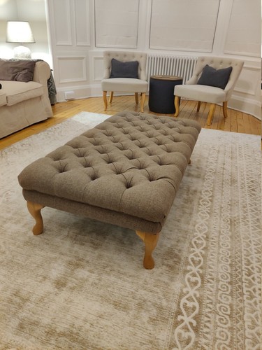Deep buttoned footstool - deep,