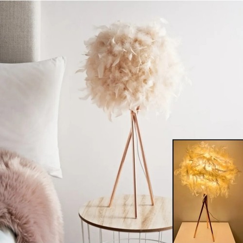 62cm feather lamp rose gold - feather,