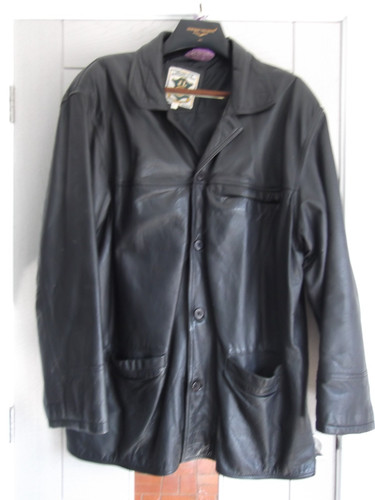 Large mens black genuine - , soft