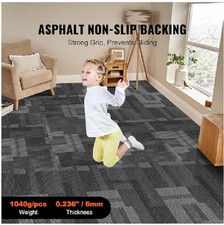 VEVOR Carpet Tile Floor 24pcs Squares w/Padding  24"x 24" Mixed Grey DC126-04