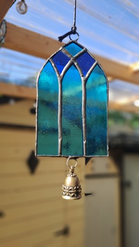 Mini blue stained glass arch - blue,