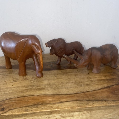 Three hand carved wooden - carved,