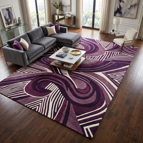 Royal plum abstract area rug - royal,