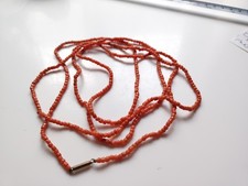 Art Deco Coral Bead Necklace Flapper Length