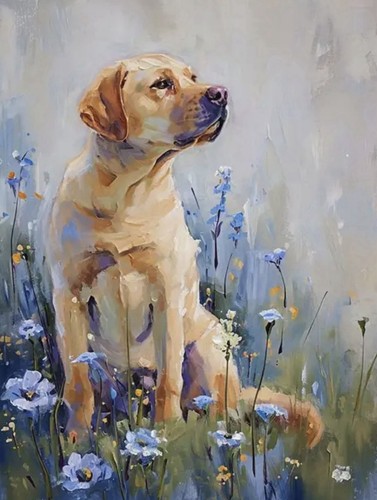 Framed yellow labrador acrylic - framed,