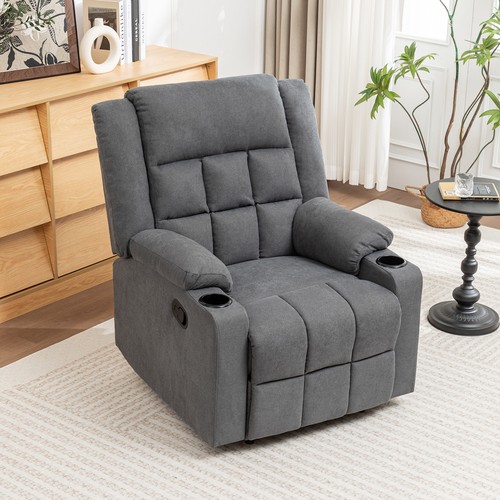 Grey recliner manual fabric - grey,
