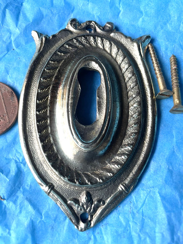 Huge brass door - escutcheon, old