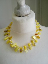 Yellow Mother of Pearl/Shell & faceted crystal 2 Tier necklace