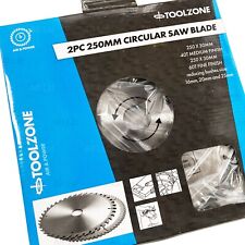 250mm TCT Circular Saw Blades 40 & 60 teeth 2x Circular Wood Saw Blades Toolzone