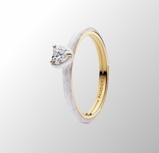 White Chakra Heart Ring 14k