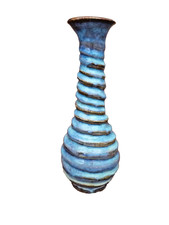 Studio Pottery Heavy Spiral Vase Turquoise & Brown French origin MCM