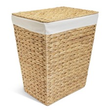 Rectangle Laundry Basket Natural Water Hyacinth 83L with Removable Liner