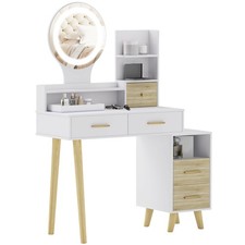 HOMCOM Dressing Table with LED Mirror, Vanity Desk, White  , Refurbished