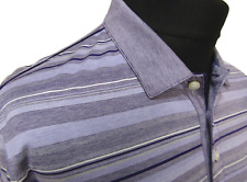 Hugo Boss Lilac & Purple Striped Short Sleeve Cotton Designer Polo Shirt ~ Large