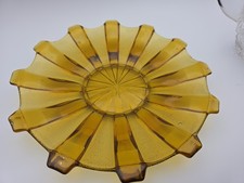 Lovely Vintage Art Deco Amber Glass Stolze Serving Plate 11 1/2"