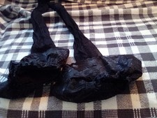 Ladies Size XL Black Frilly Lace Hold Ups