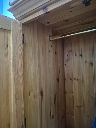 Pine wardrobe brown hinged - wardrobe, 2