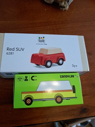 Plan toys wooden cars new - wooden, x2