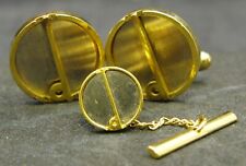 Alfred Dunhill Set of 3 Gold Tones Cufflinks 2cm & Tie Pin 1.2cm