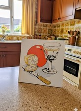Cocktail Drink Ceramic Wall Tile pop art cork back trivet  15cmx15cm Unique 268g
