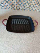 KIRKTON HOUSE CAST IRON GRIDDLE PAN PURPLE COLOUR 2 HANDLES