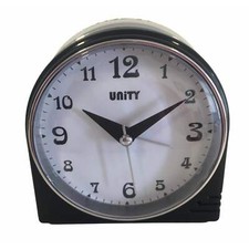 BEEP ALARM CLOCK 9CM IN BLACK WITH SWEEPING SECONDS HAND AND SNOOZE