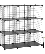 SONGMICS 9-Cube Wire Grid Storage Rack, Interlocking Shelving Unit  Metal Mesh
