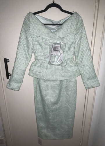 Mint blue boucle tailored - blue, midi